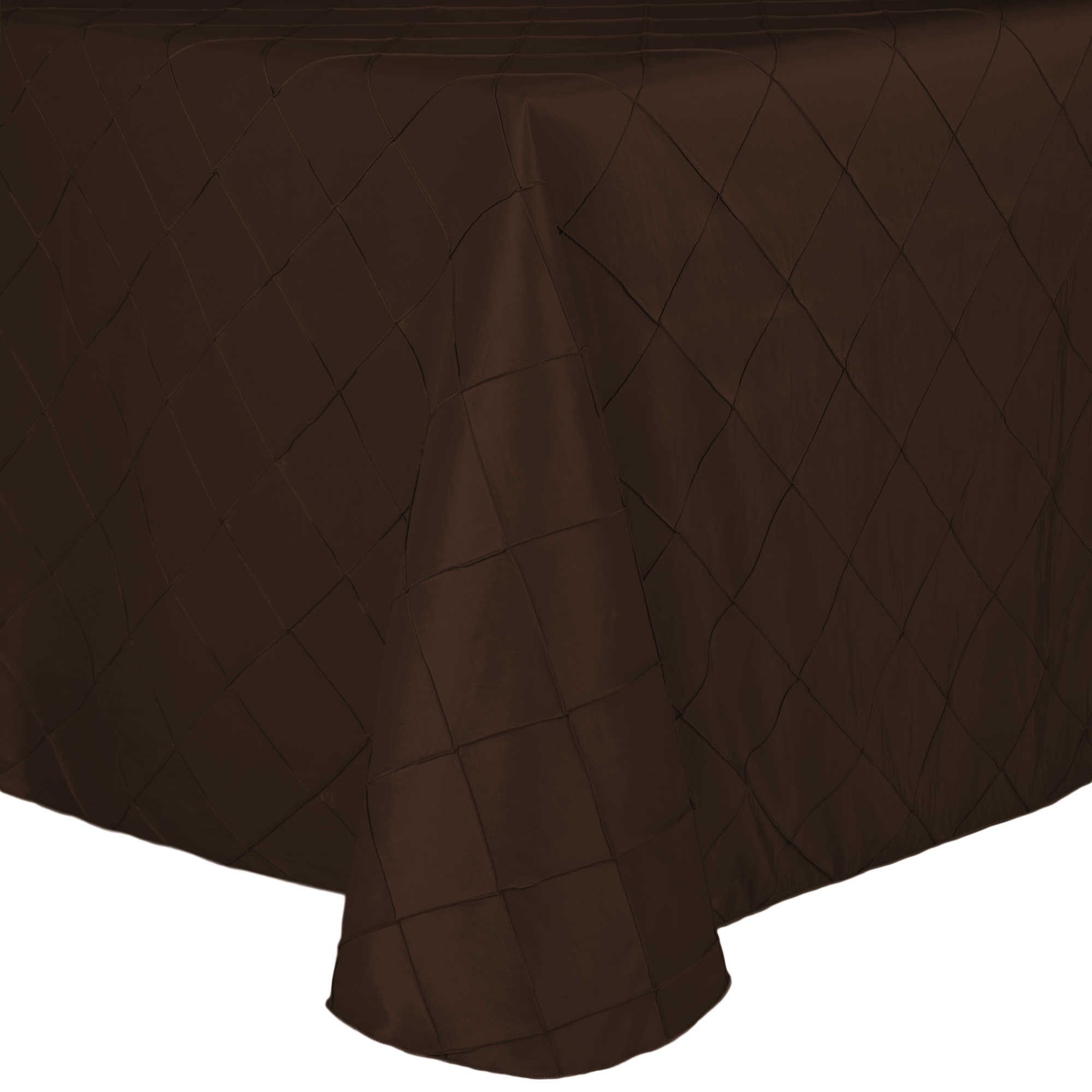 Premium Embroidered Pintuck Taffeta Tablecloth 54 x 120-Inch Oval - Chocolate Light Brown for Dining Room, Wedding & Special Events