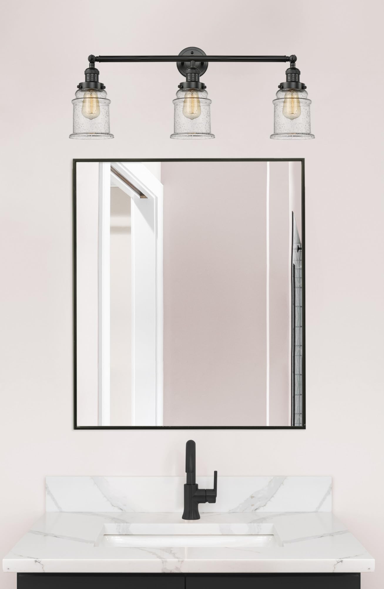 Franklin Restoration Collection 205-OB-G181 3-Light Bathroom Vanity Light Fixture in Antique Bronze - Perfect for Modern and Traditional Bathroom Decor