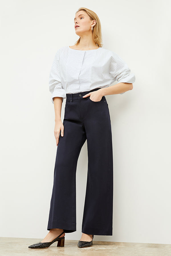 Milo Wide Leg Jeans for Women - Eco-Friendly Stretch Denim Pants in Dark Navy | Comfortable & Stylish for Casual Wear, Office & Travel