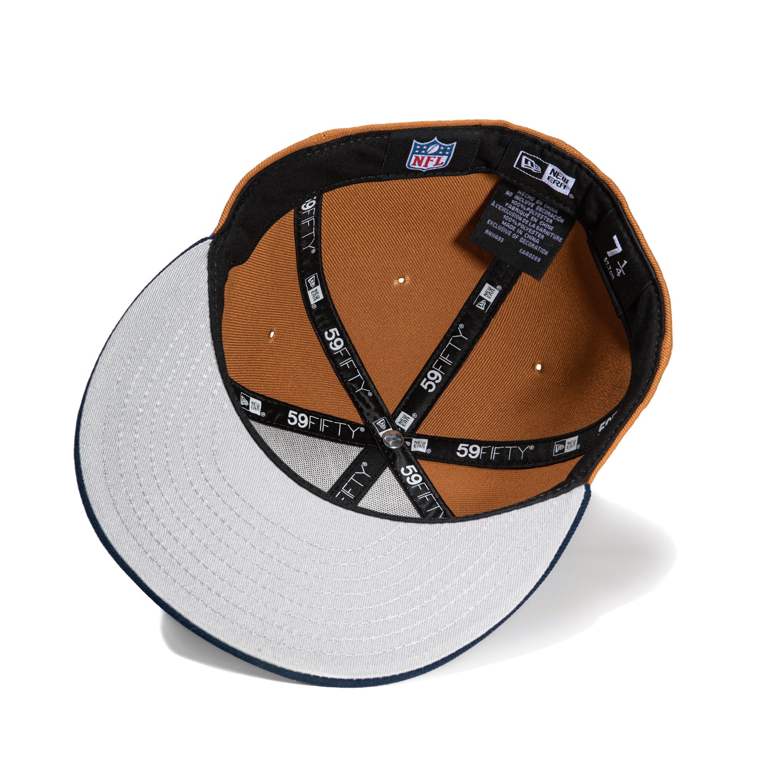 New Era 59Fifty Detroit Lions 75th Anniversary Patch Snapback Hat - Khaki & Navy Blue - Official NFL Licensed Cap for Fans & Collectors - Perfect for Game Day, Tailgating, and Sports Events