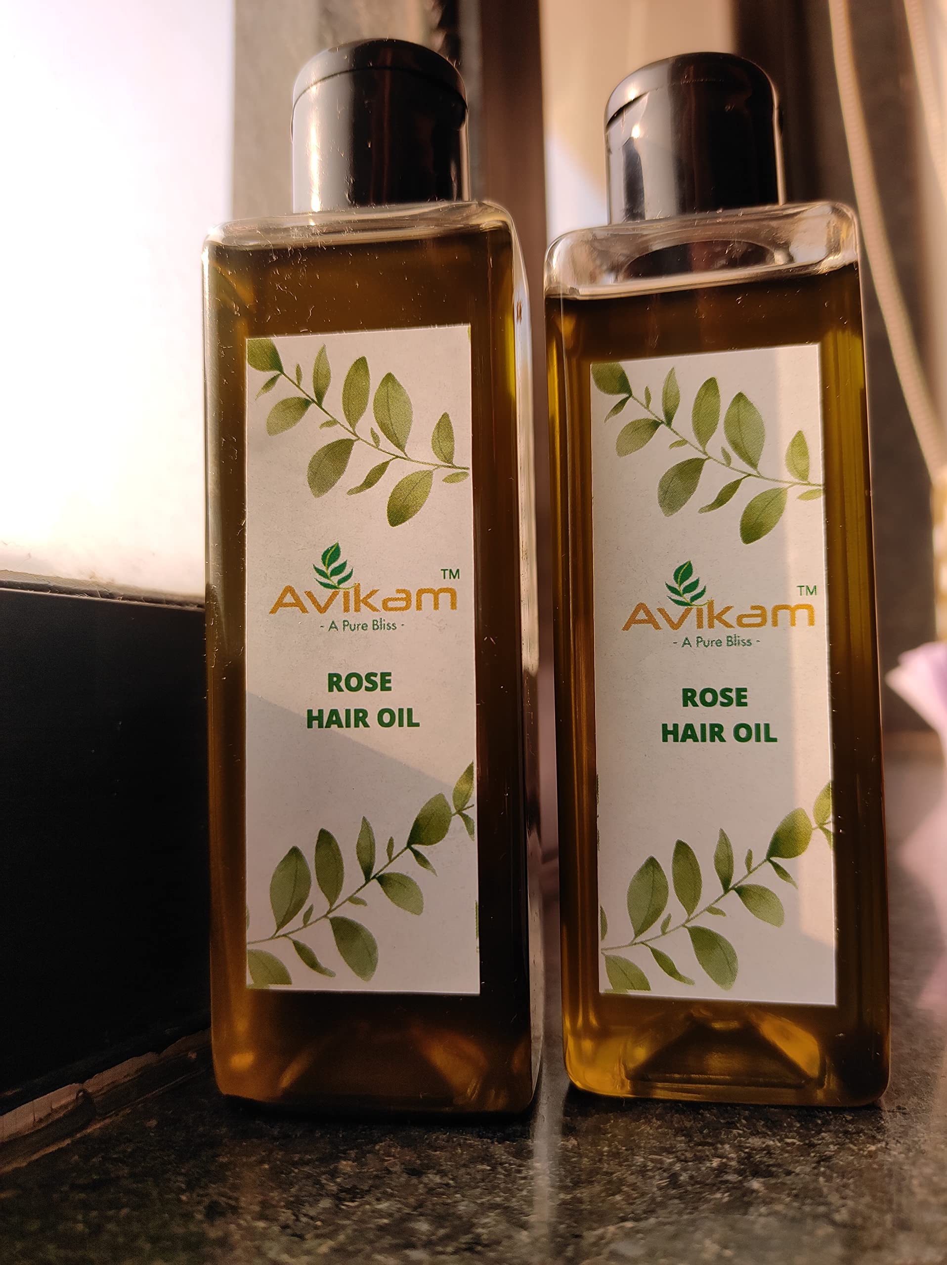 Avikam 100% Pure Rose Hair Oil - 100ml for Hair Growth, Scalp Health & Stress Relief - Natural Aromatherapy for Relaxation & Shiny Hair - Perfect for Daily Hair Care & Spa Nights