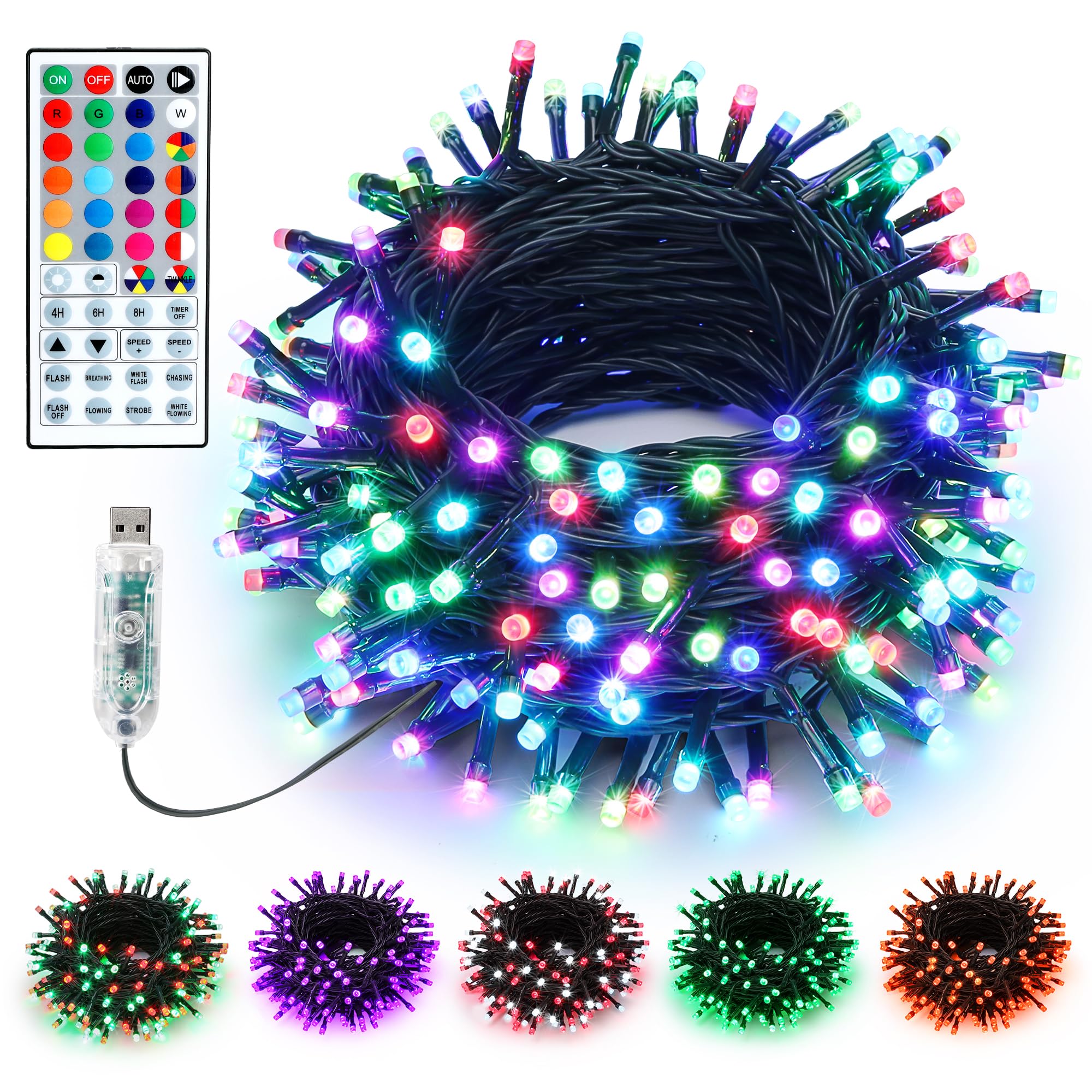 ODEETRONIC 33ft 100 LED USB Christmas Lights with Remote - Indoor/Outdoor Decor for Party, Patio, Bedroom