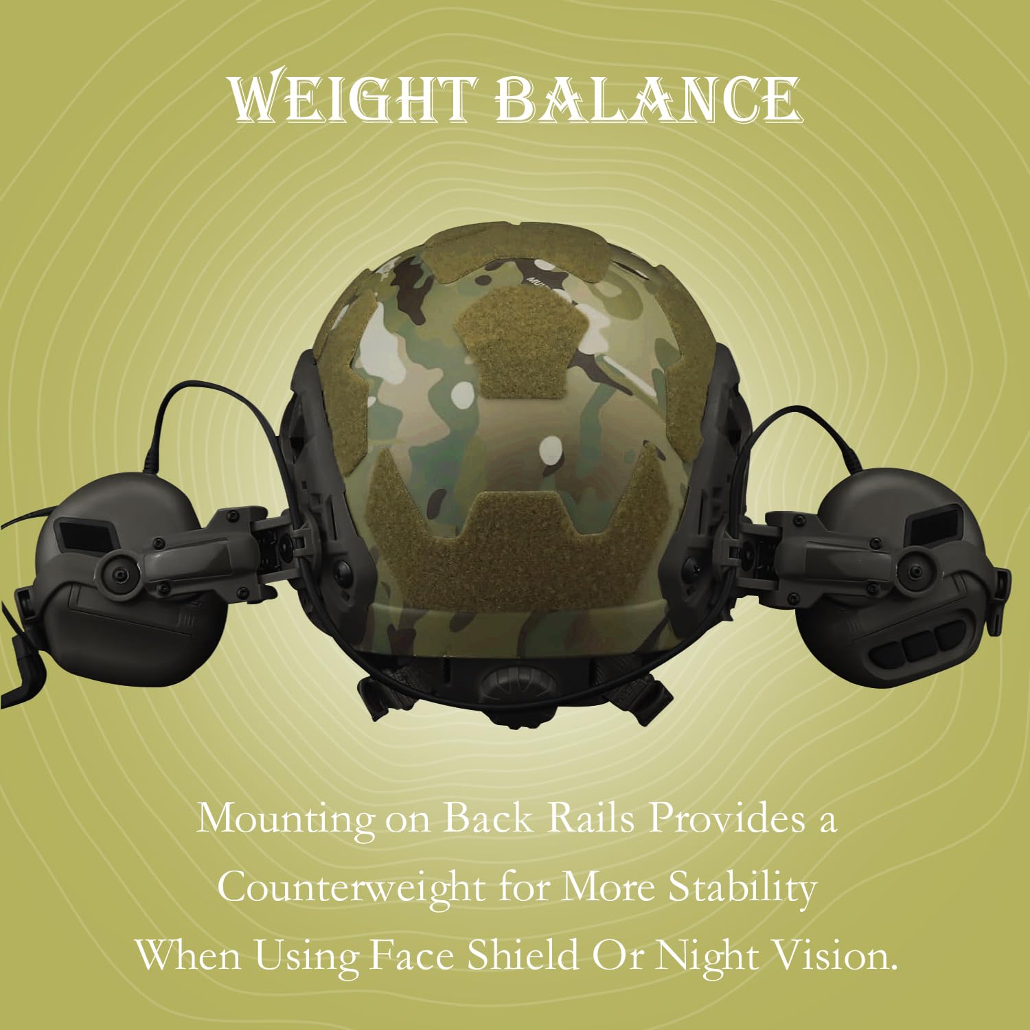 Tactical Headset Rail Mount - Free-Angle M-Lok Helmet Adapter for ACH & Fast Helmets, Black | Perfect for Military, Airsoft & Shooting Range Use