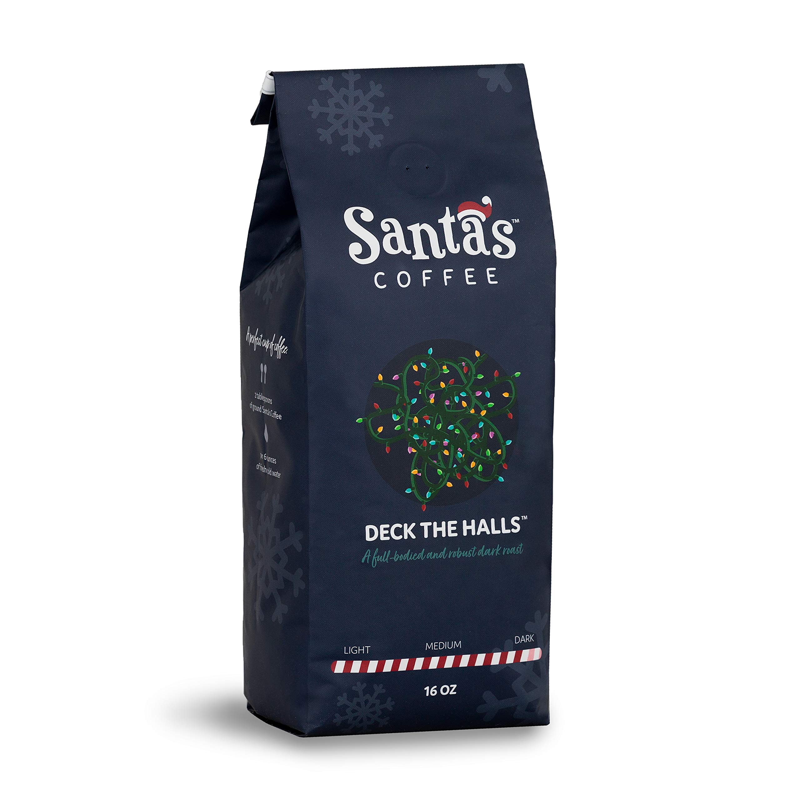 Santa's Coffee: Deck the Halls Dark Roast Ground Coffee - Perfect for Holiday Gifts & Cozy Winter Mornings