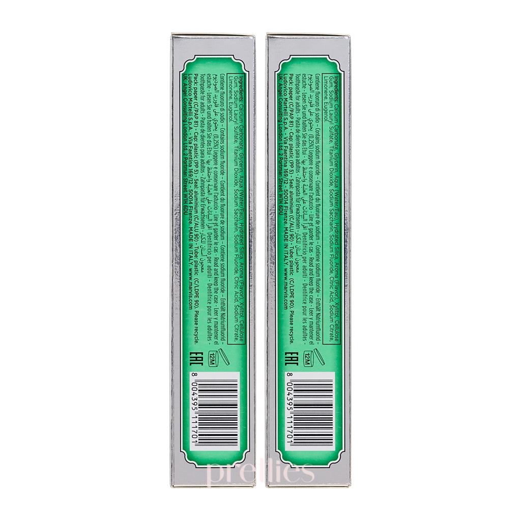 Marvis Classic Strong Mint Toothpaste (Green) 85ml x2 Pack - Fresh Breath & Whitening - Ideal for Travel & Daily Oral Care