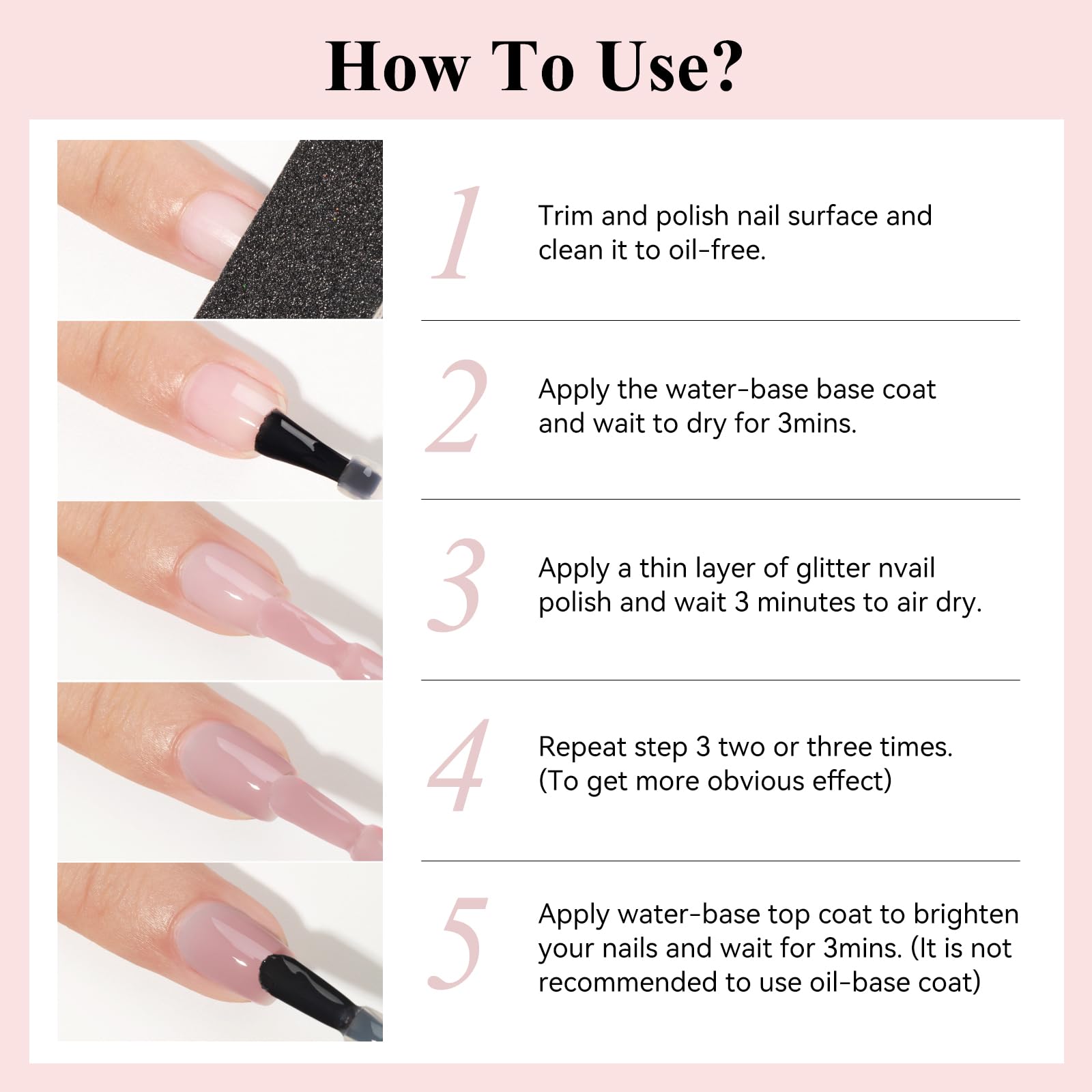 Quick Dry Nail Polish - Fast Drying Sheer Nude Holographic Nail Lacquer, High Coverage Water-Based Formula, No UV/LED Required (12ml) - Perfect for Everyday Wear, Special Occasions & Nail Art Designs