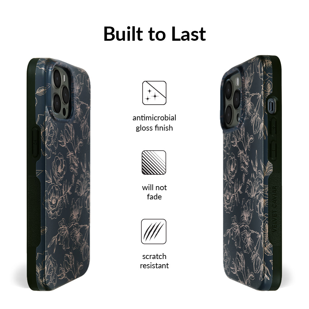 Elegant Floral Rose Gold iPhone Case - Stylish Protective Cover for iPhone 11/12/13/14/15 Pro Max - Perfect for Everyday Use, Office & Special Occasions