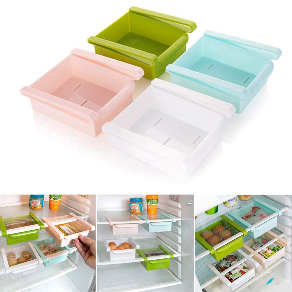 Pink Fridge Organizer Shelf - Kitchen Storage Rack for Refrigerator & Freezer - Space Saving Solution