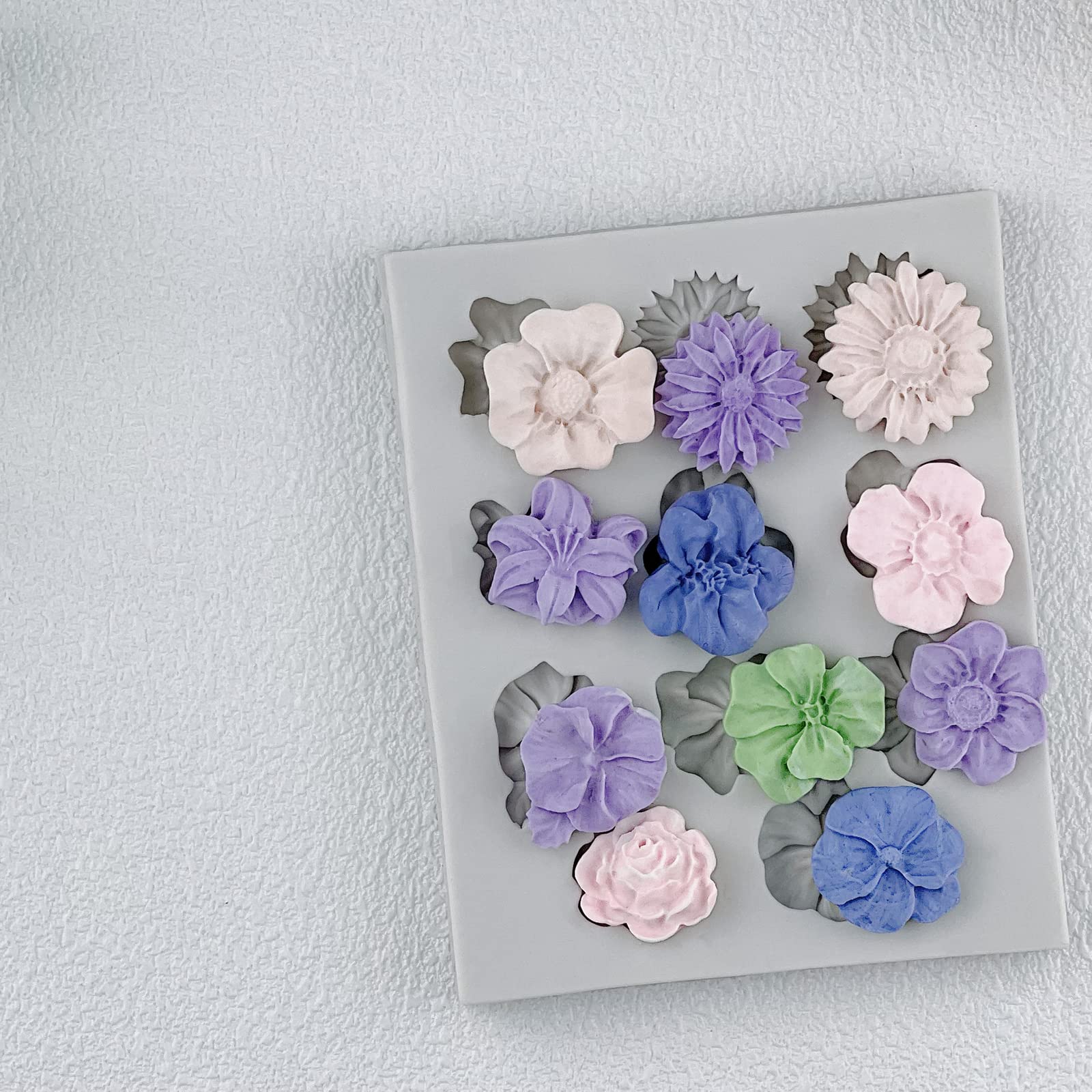 2Pcs Flower Polymer Clay Molds for Jewelry Making - Daisy Sunflower Rose Miniature Silicone Molds (11 Flowers) | DIY Earrings, Pendants & Home Decor Crafts | Perfect for Resin Art, Polymer Clay Projects & Handmade Gifts