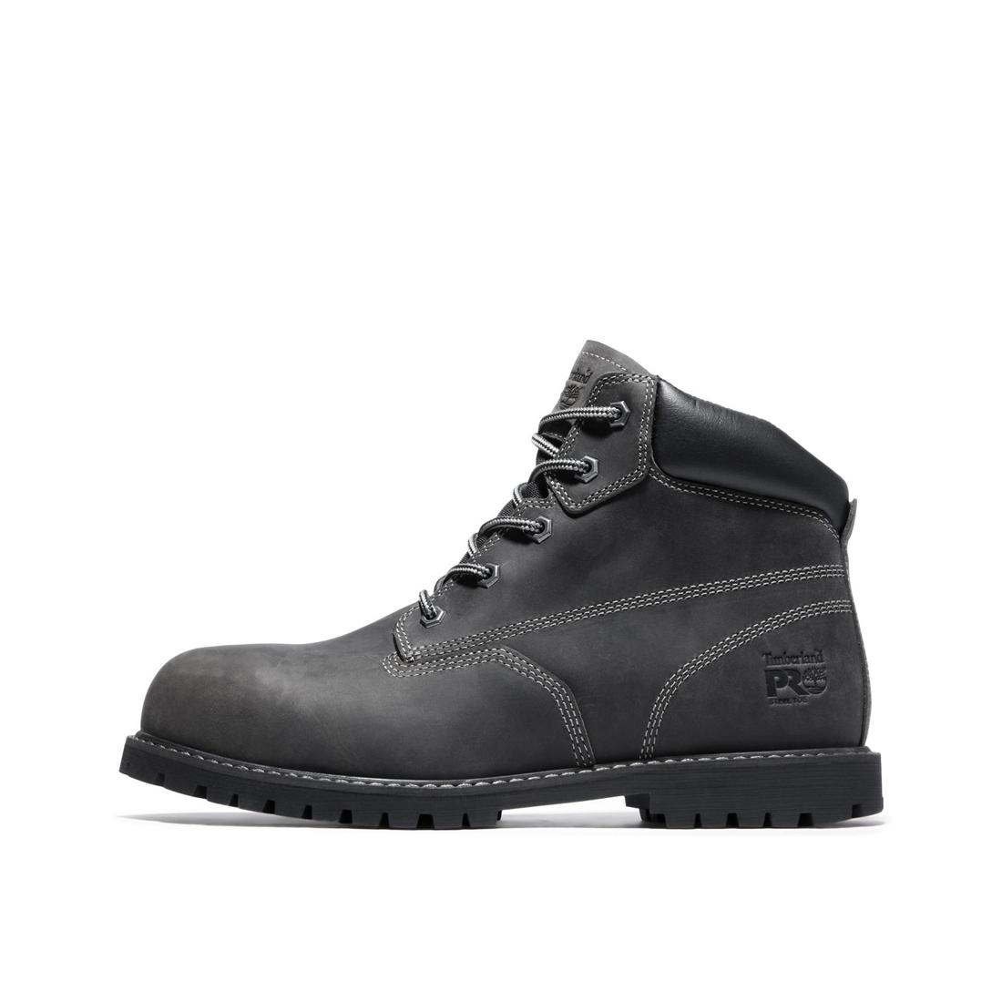 Gritstone 6 Inch Steel Toe Work Boots for Men - Black Safety Shoes for Construction, Warehouse & Industrial Work - ASTM F2413-11 Certified