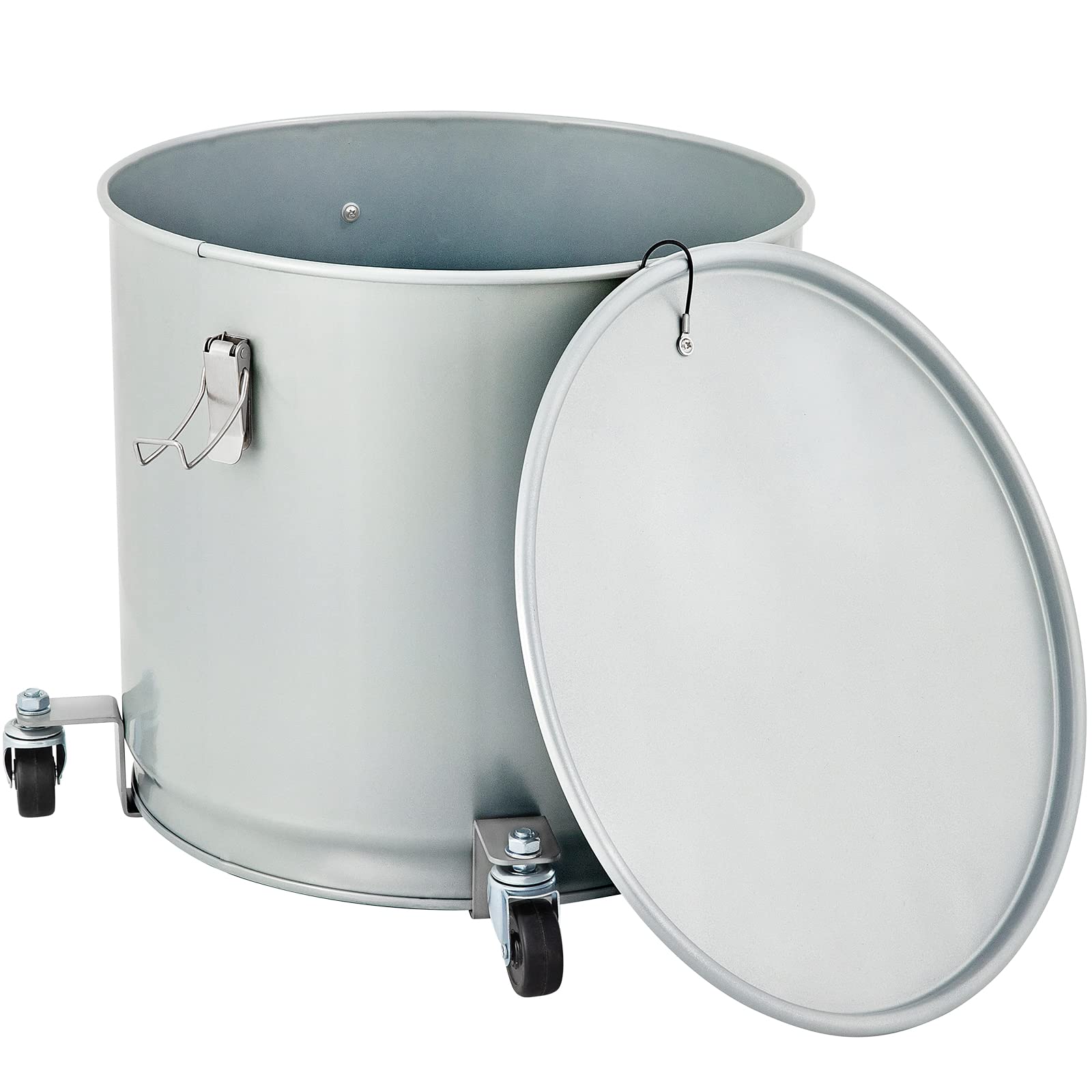 VEVOR 15.9 Gallon Commercial Deep Fryer Grease Bucket - 60L Coated Carbon Steel Oil Filter Pot with Caster Wheels, 123 LBS Capacity Oil Disposal Caddy, Locking Lid & Nylon Filter Bag - Perfect for Restaurants, Food Trucks & Commercial Kitchens