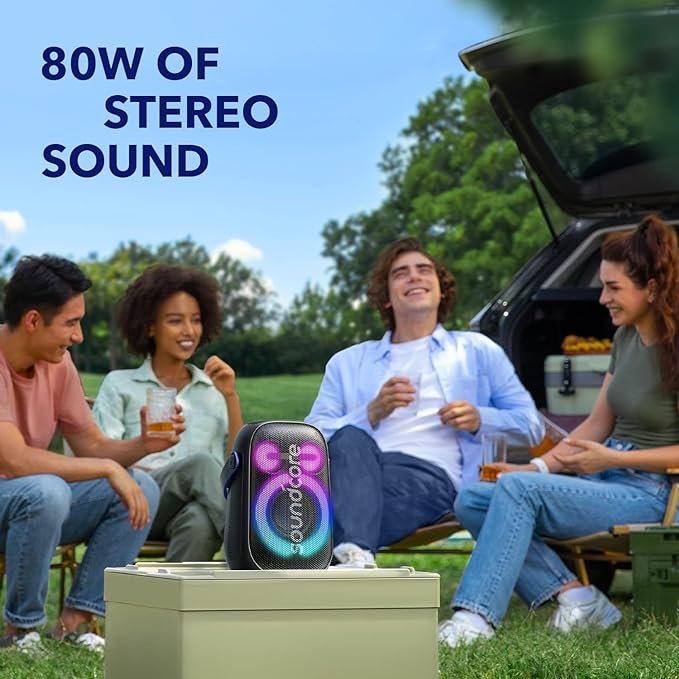 Anker Soundcore Rave Neo 2 SE 80W Bluetooth Speaker with IPX7 Waterproof & Floating Design - 18H Playtime, Customizable EQ, Bass Boost, Dynamic Light Show - Perfect for Pool Parties, Beach Outings, Camping & Outdoor Adventures