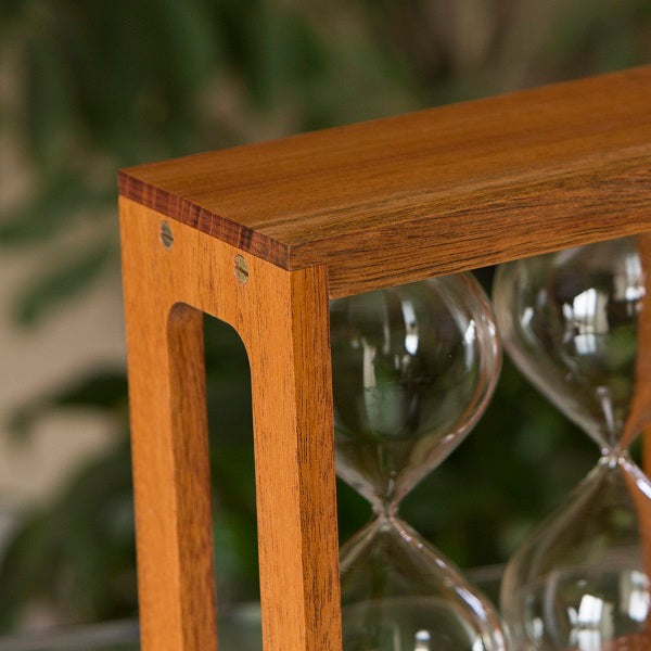 Premium Figured Mahogany Double Hourglass Kit - Elegant Wooden Timekeeper for Home Office Decor, Meditation Timer, and Unique Gift Idea