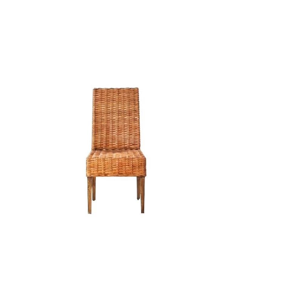 Safavieh Home Collection Aubrey Walnut Wicker Side Chair - Rustic Accent Chair for Dining Room, Bedroom, or Patio - Handwoven Rattan Seat with Sturdy Wood Frame