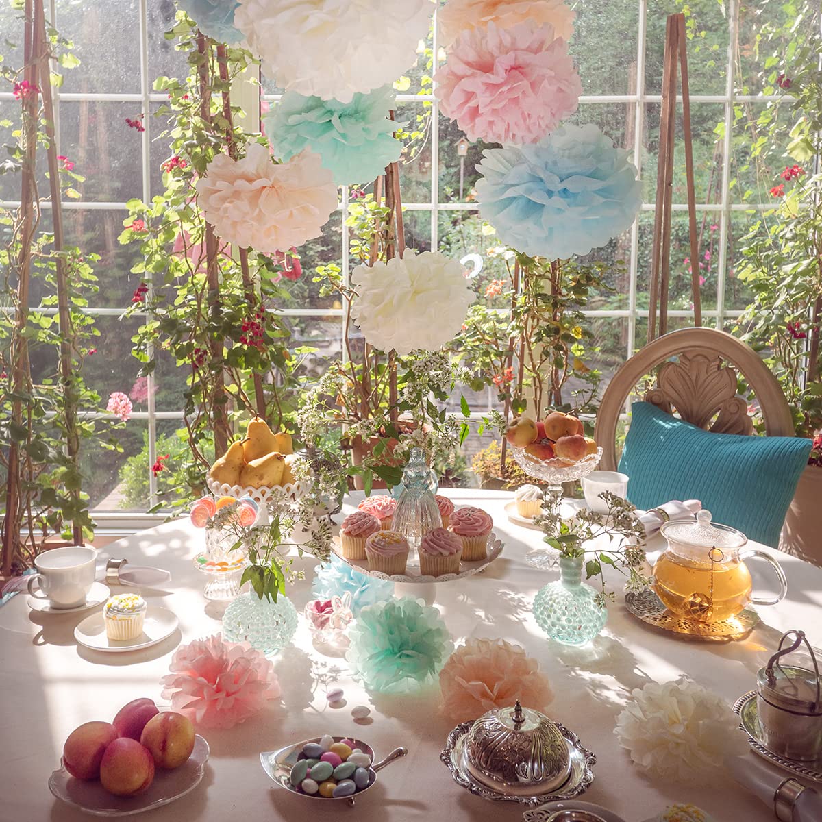 Pastel Tissue Paper Pom Poms - 20pc Rainbow Hanging Paper Flowers for Birthday Party Decorations, Baby Shower, Easter Celebration & Classroom Decor | Perfect for DIY Crafts, Wedding Backdrops and Nursery Room Decor by Avoseta