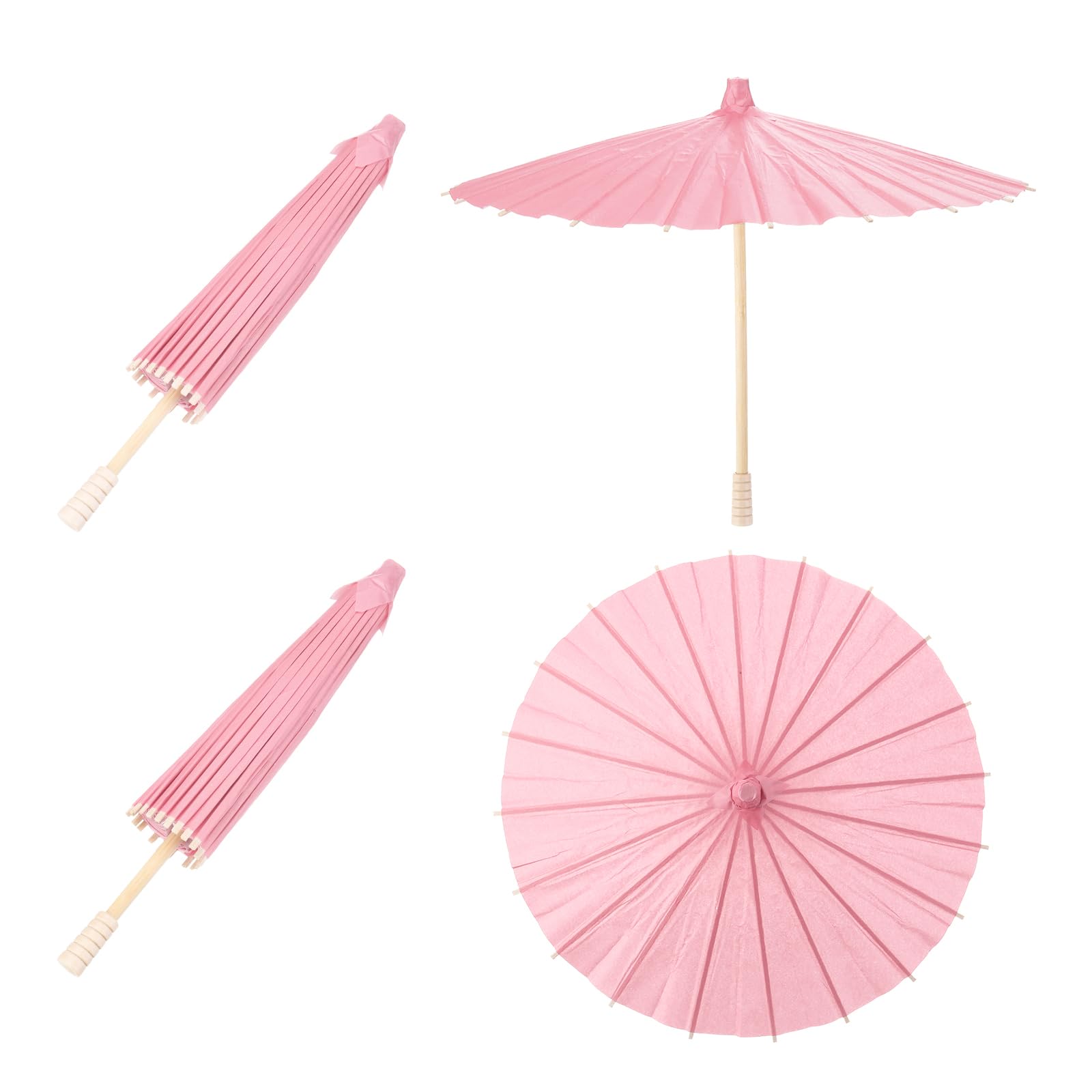 Meccanity 2-Pack 12-inch Pink Paper Umbrellas - Handmade Oil-Paper Parasols for DIY Painting, Photography Props, Wedding & Party Decorations - Perfect for Tropical-Themed Events, Baby Showers, and Garden Parties