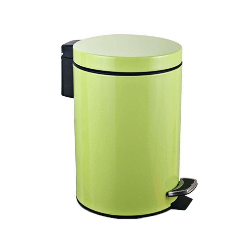 12L Green Silent Pedal Trash Can - Eco-Friendly Kitchen & Office Waste Bin with Foot Operated Lid, Round Design for Bedroom, Bathroom & Indoor Use
