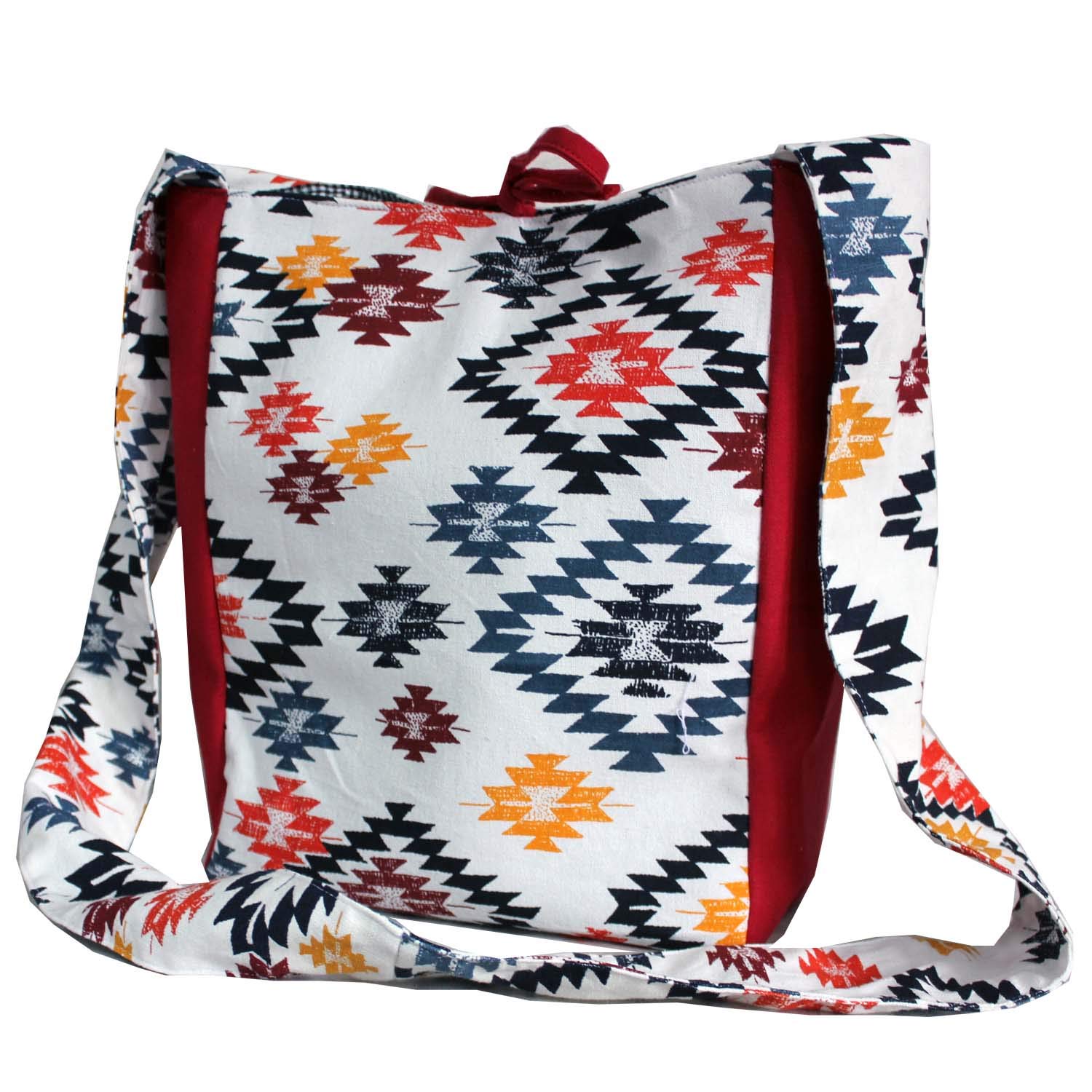 Dekor World Cotton Multi Ikat Printed Jhola Bag - Handmade Boho Shoulder Tote for Women - Perfect for Beach, Travel, Shopping & Casual Outings (Pack of 1)