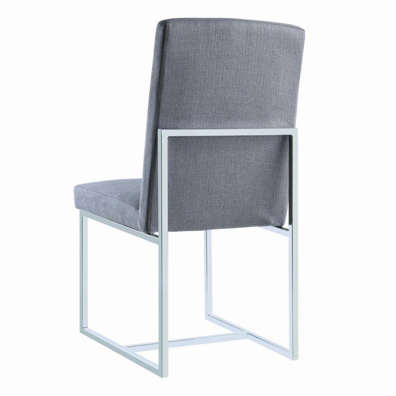 Jackson Floating Dining Chairs Set of 2 - Modern Grey Upholstered Seats with Polished Chrome Legs - Perfect for Kitchen, Dining Room, and Small Space Decor