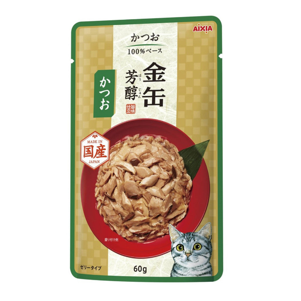 Aixia Kin Can Rich Pouch Cat Food 60g - Premium Tuna & Chicken in Savory Sauce - High Protein Wet Cat Food for Adult & Senior Cats - Perfect for Mealtime, Treats & Weight Management