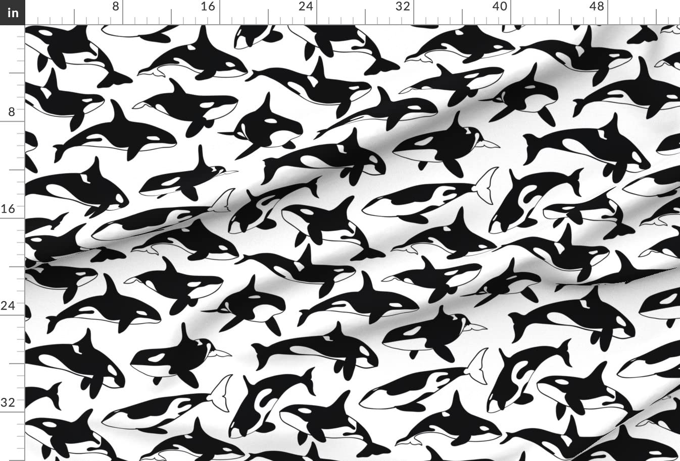 Premium Black & White Whale Nursery Print Upholstery Velvet Fabric - Fat Quarter for Home Decor, DIY Projects & Apparel Making - Perfect for Baby Rooms, Throw Pillows & Fashion Accessories