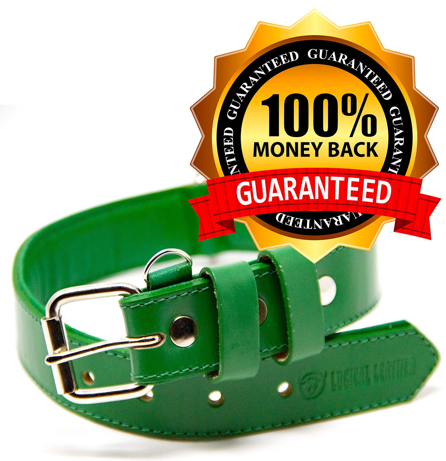 Premium Full Grain Leather Dog Collar for Large Dogs - Padded Comfort, Durable & Adjustable (Green, Large) | Perfect for Daily Walks, Training & Outdoor Adventures