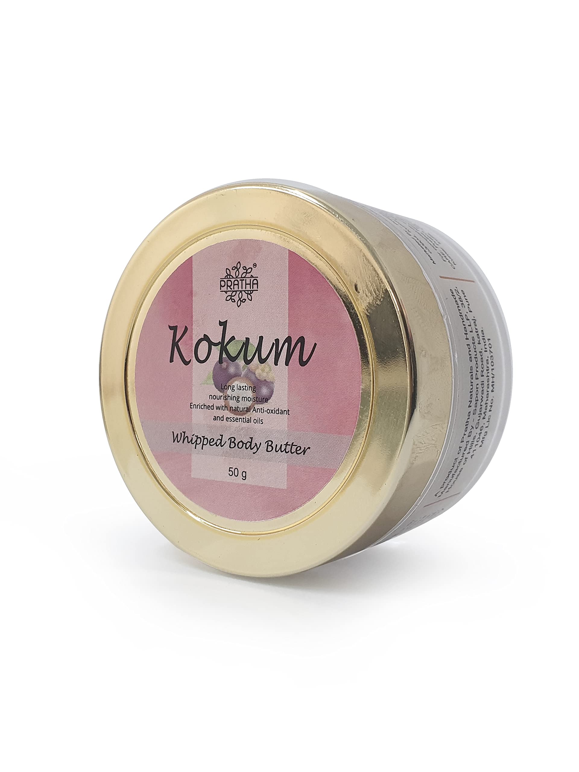 Pratha Naturals Kokum Body Butter Whipped Cream 100Gm - Deep Nourishing & Moisturizing Skin Care with Rich Chocolatey Cocoa for Women - Perfect for Dry Skin & Nighttime Hydration