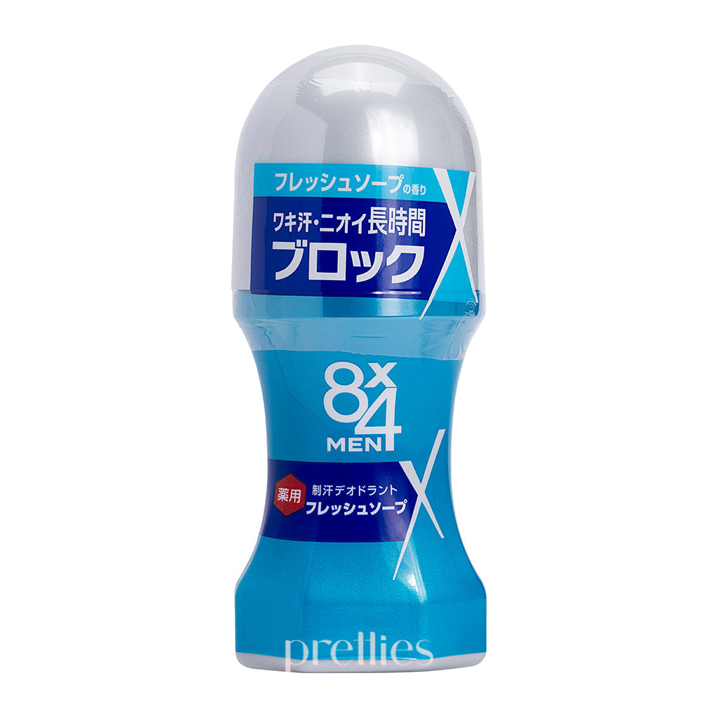 KAO 8x4 Men's Deodorant Roll-On for Fresh Soap Scent - 60ml Long-Lasting Odor Protection - Ideal for Gym, Work & Daily Freshness