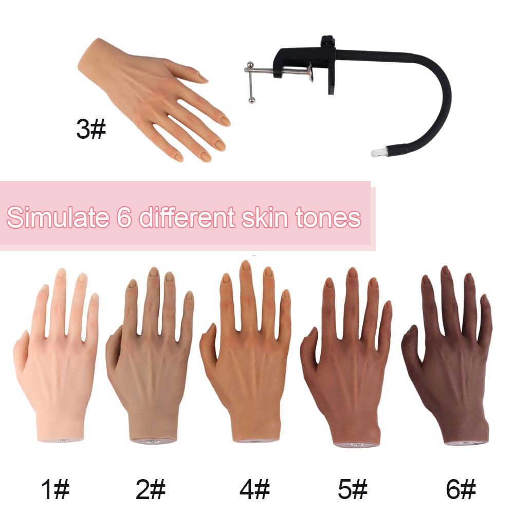 Professional Silicone Practice Hand for Acrylic Nails - Adjustable Mannequin Hand for Nail Art Training, Perfect for DIY Beginners & Salon Artists | Ideal for Home Practice, Nail School & Professional Demonstrations