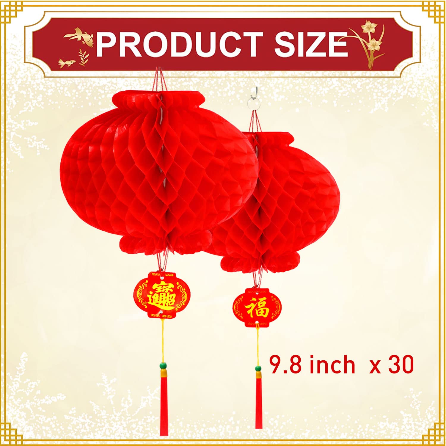 30 Pieces 10-Inch Red Chinese Lanterns - Traditional Lunar New Year Decorations for Spring Festival, Lantern Festival, Wedding & Party Decor | Perfect for Home, Garden, Restaurant & Event Decorations