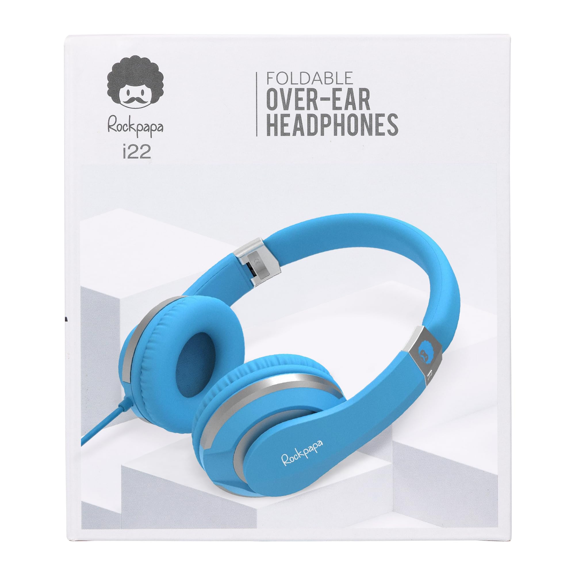 Rockpapa I20 Wired Headphones with Mic - Adjustable Foldable for Kids & Adults - Travel, PC, Phone Use