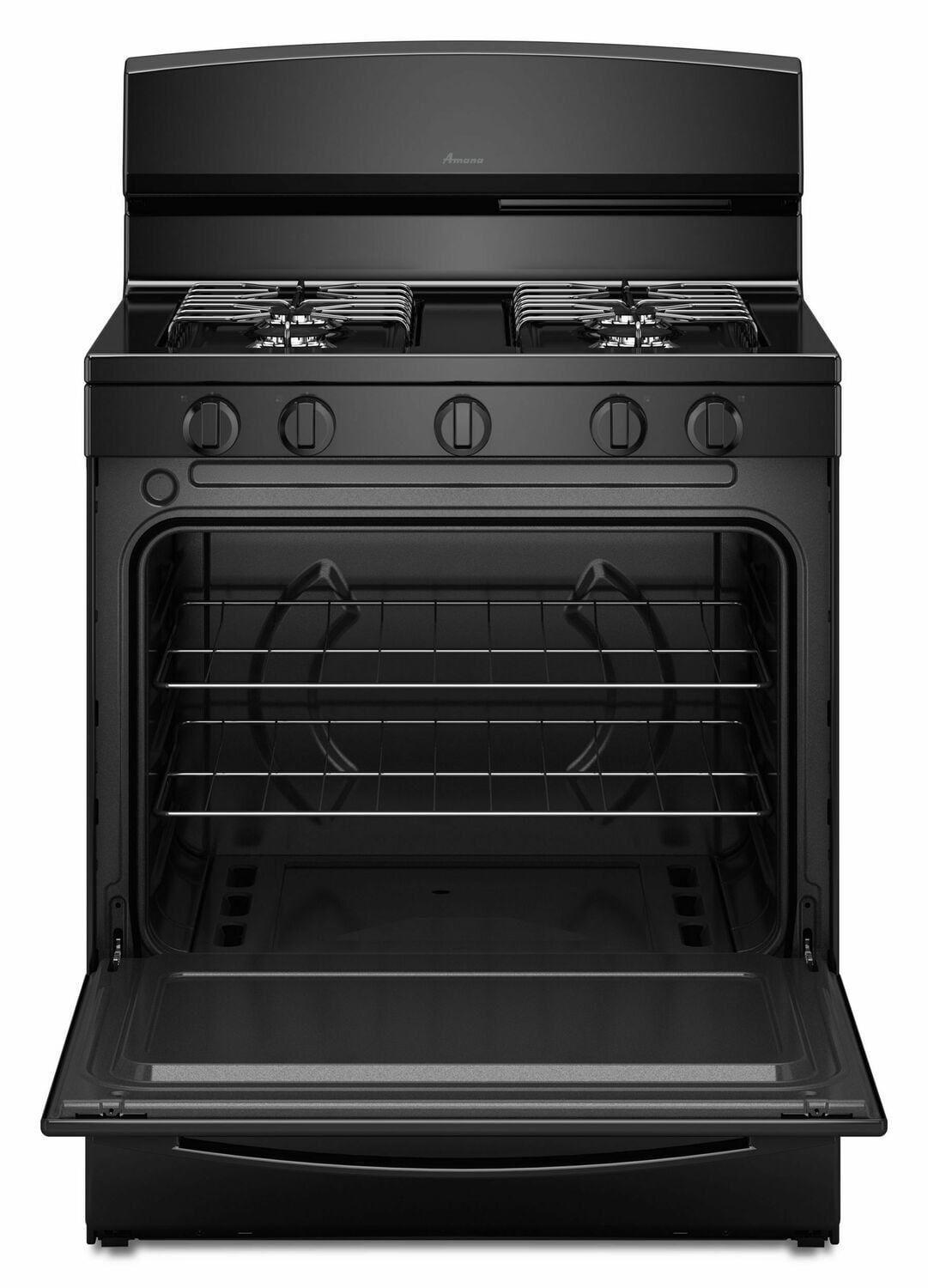 Amana AGR4230BAB 30 Inch Black Gas Range with Easy-Access Broiler Door - Perfect for Home Kitchens & Small Restaurants