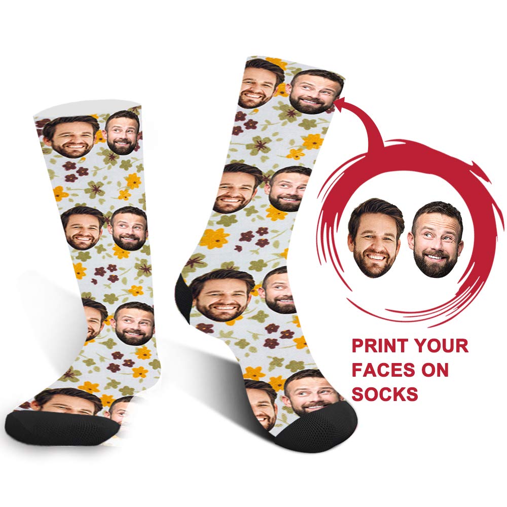 Custom Photo Socks for Men & Women - Personalized Face Socks with Floral Prints - Unique Gift for Birthdays, Anniversaries & Couples Gifts - Wear Your Memories Daily
