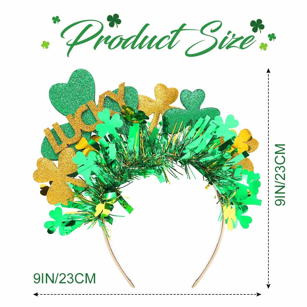 DRESBE St. Patrick's Day Light Up Headband - Green LED Shamrock Hair Accessories for Women & Girls | Irish Festival, Party, Parade & Cosplay Costume Accessory