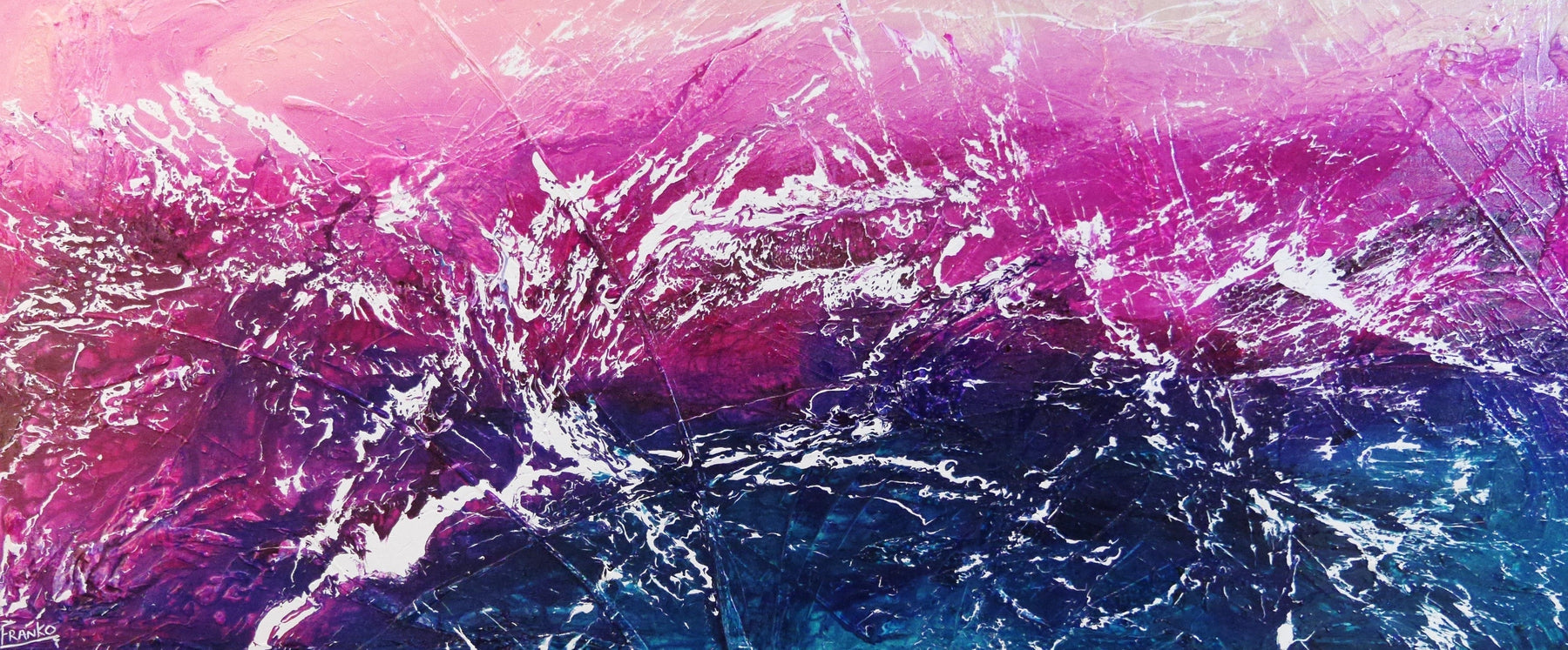 240cm x 100cm Pink Blue White Abstract Canvas Painting - Modern Wall Art for Living Room, Bedroom & Office Decor | Infused White Paradise Collection