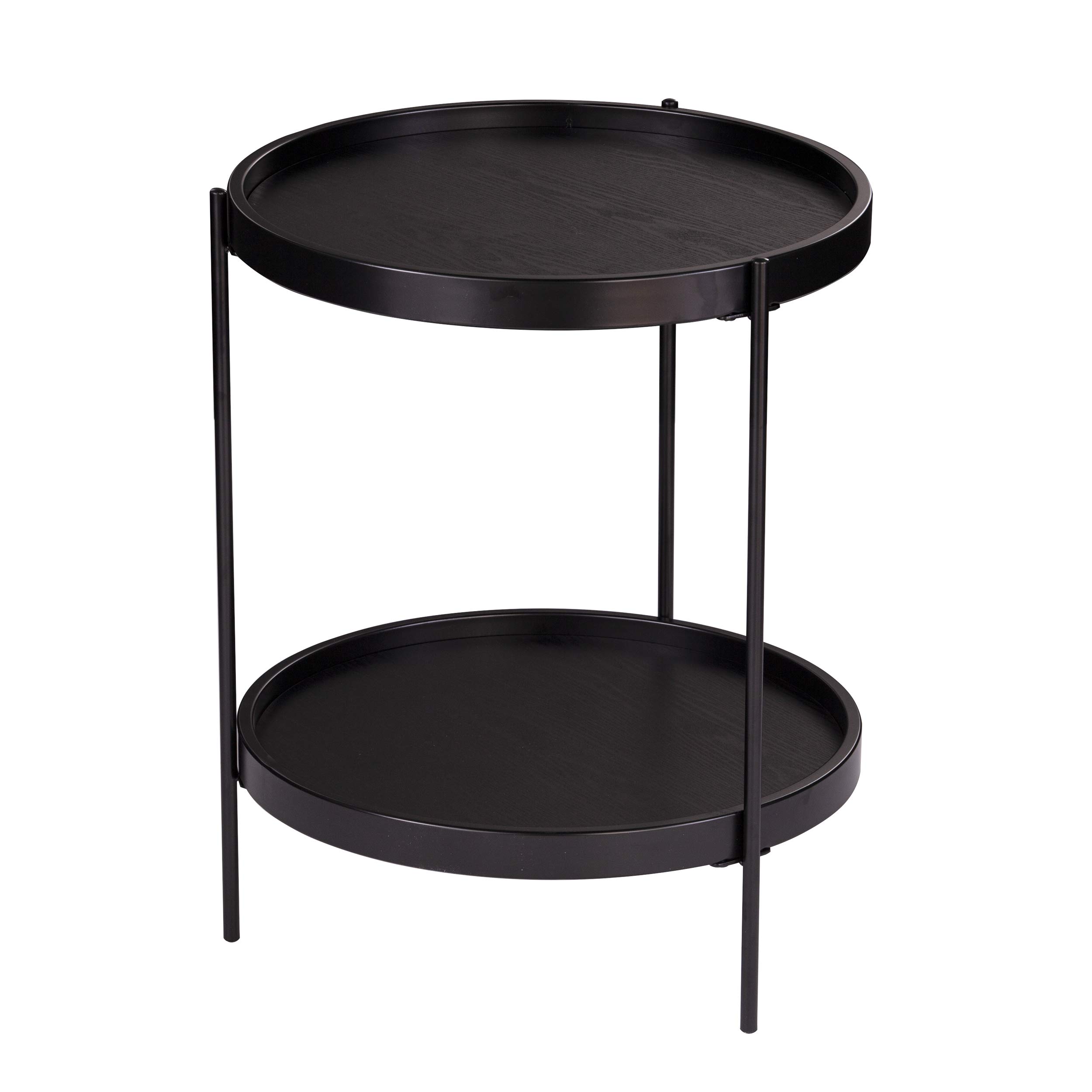 SEI Furniture Verlington End Table - Black Nightstand for Living Room, Bedroom, or Office - Small Side Table with Sturdy Metal Frame & Sleek Modern Design