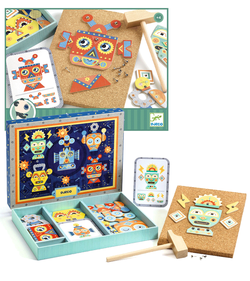 Djeco Tap Tap Hammering Board Toy - Educational Wooden Hammering Game for Toddlers & Kids - Fun Fine Motor Skills Activity for Preschool Learning & Playtime