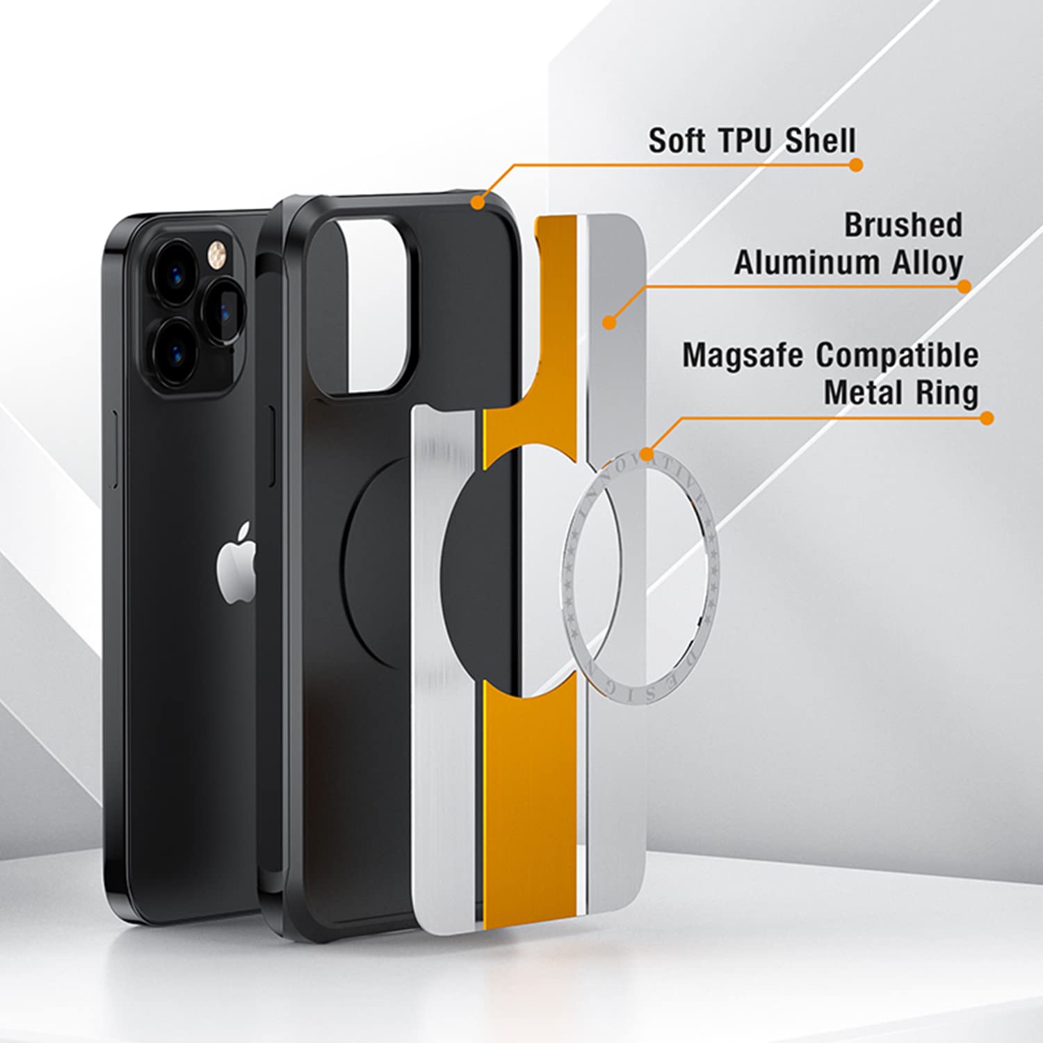 Omio Magnetic Case for iPhone 13 Pro Max - Military Grade Protection with Aluminum Alloy & Soft Silicone Edge | MagSafe Compatible Shockproof Cover | Perfect for Work, Travel & Outdoor Activities