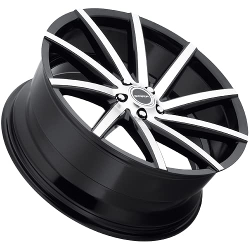 STRADA SEGA Custom Alloy Wheels - 22x9, 35 Offset, 5x120.65 Bolt Pattern, 72.6mm Hub - Gloss Black with Machined Face Rims for Trucks & SUVs | Perfect for Off-Roading, Street Performance & Custom Builds