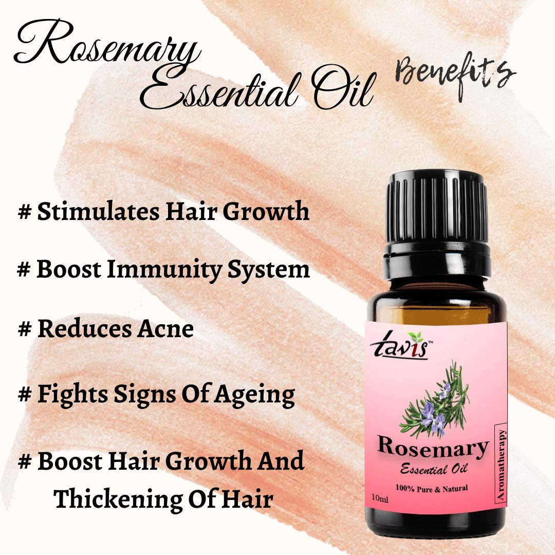 Tavis Rosemary Essential Oil - 20ml (Pack of 2) | Pure & Natural Aromatherapy Oil for Hair Growth, Skin Care & Relaxation | Perfect for Diffusers, Massage & DIY Beauty Products