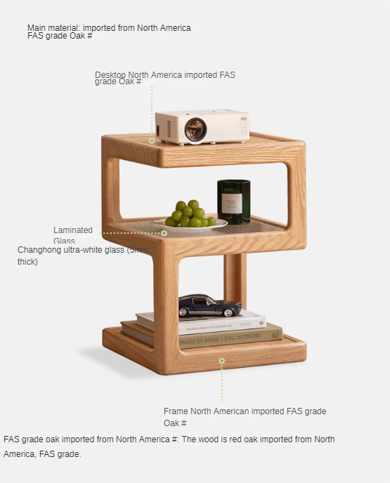 Solid Oak & Black Walnut Wood Corner Side Table - Square End Table for Living Room, Bedroom, or Office