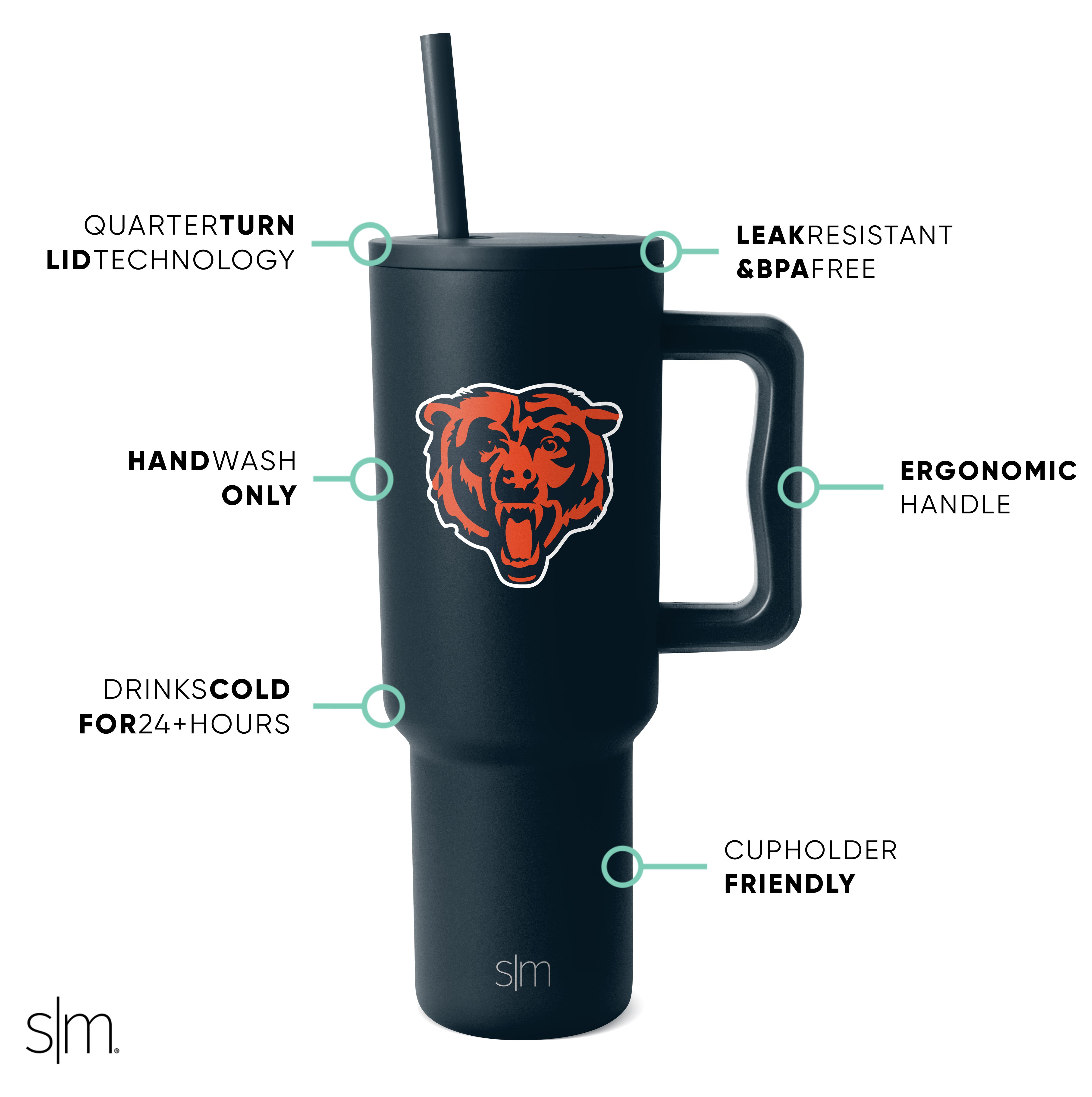 NFL Trek Tumbler 20oz Stainless Steel Insulated Water Bottle with Lid - Leakproof Travel Mug for Hot & Cold Drinks - Perfect for Football Games, Camping & Outdoor Adventures