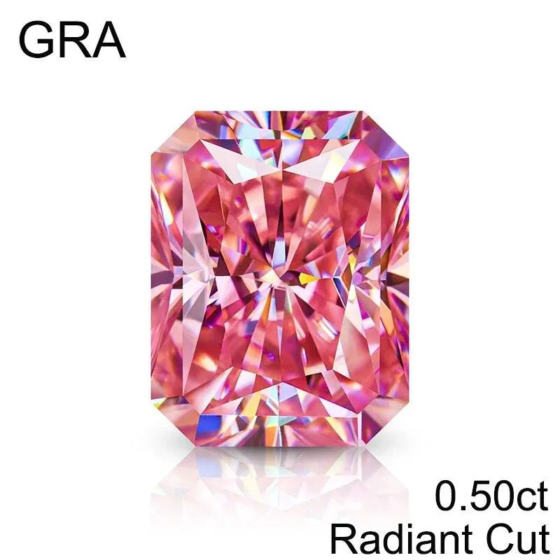 **100% Real Pink Loose Moissanite Gemstone - Lab-Created for Women's Jewelry (Round/Pear/Emerald/Oval Cut) | GRA Certified | Perfect for Engagement Rings, Wedding Bands & Fashion Jewelry**
