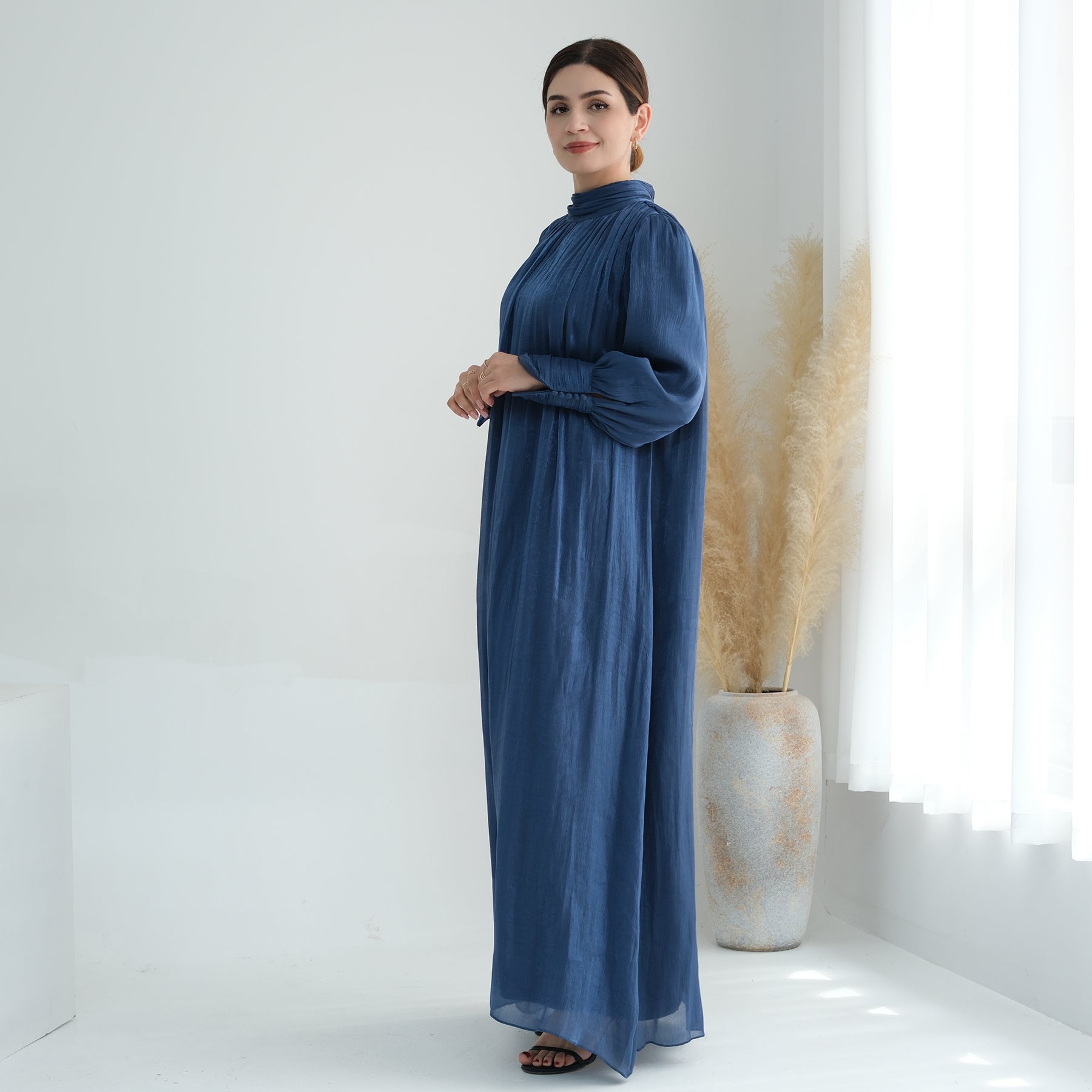 Indira Sparkles Long Sleeve Maxi Dress - Elegant Blue Evening Gown for Women | Perfect for Weddings, Parties & Special Occasions