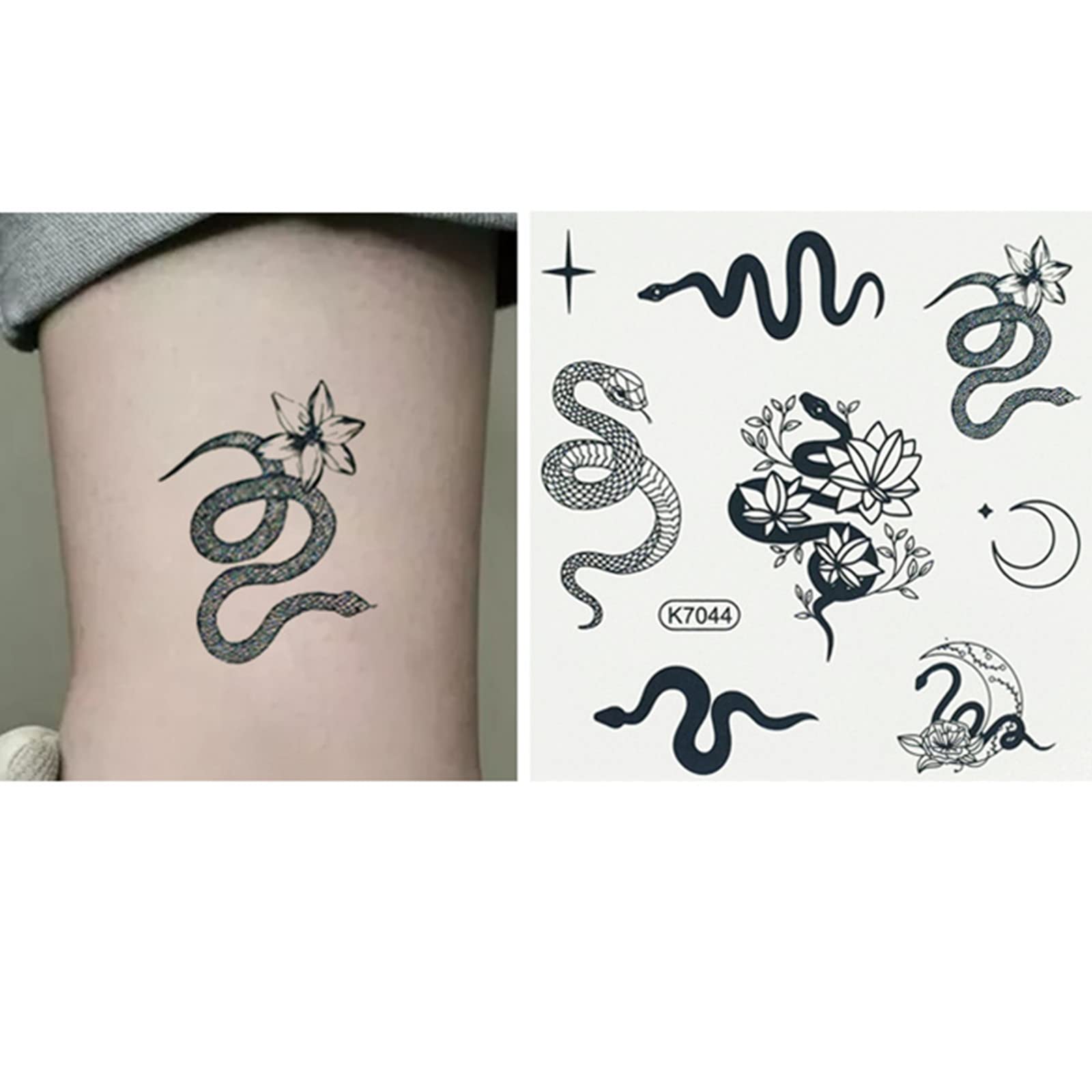 Egyptian Cleopatra Swirl Snake Arm Cuff Bracelet - Open Bangle Armlet with Matching Temporary Tattoos - Perfect for Costume Parties, Halloween, and Boho Fashion Accessories