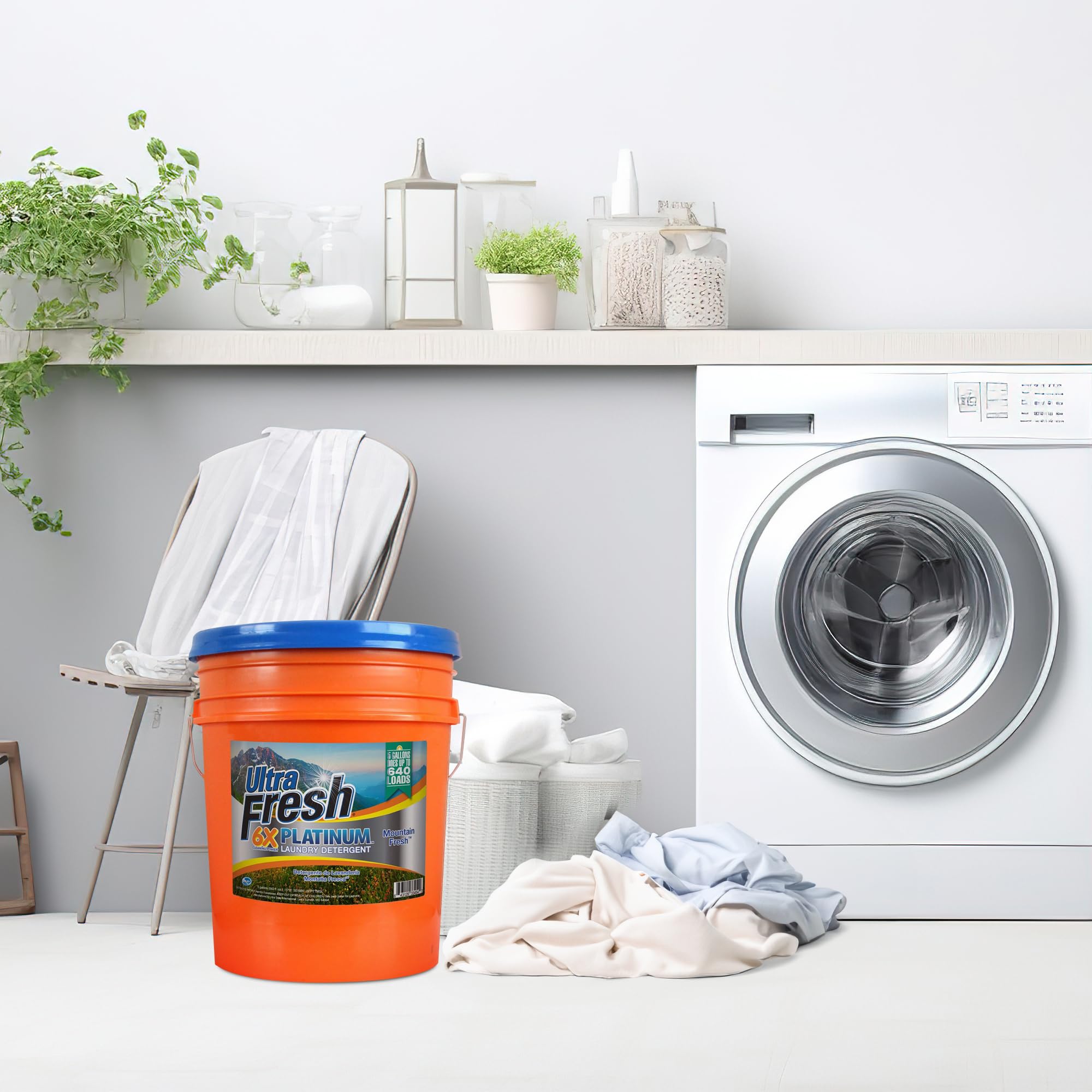 6X Platinum 5 Gallon Laundry Detergent Liquid for All Washing Machines - Easy Dispensing Pump, 640 Loads Capacity, Mountain Fresh Scent (3 Pack) - Perfect for Large Families, Laundromats & Commercial Use