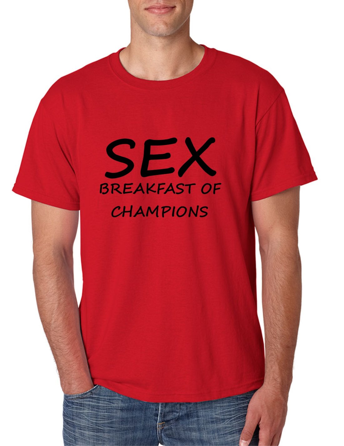 ALLNTRENDS Men's Funny Breakfast of Champions T-Shirt - Humorous Graphic Tee for Casual Wear, Gym, and Everyday Outfits