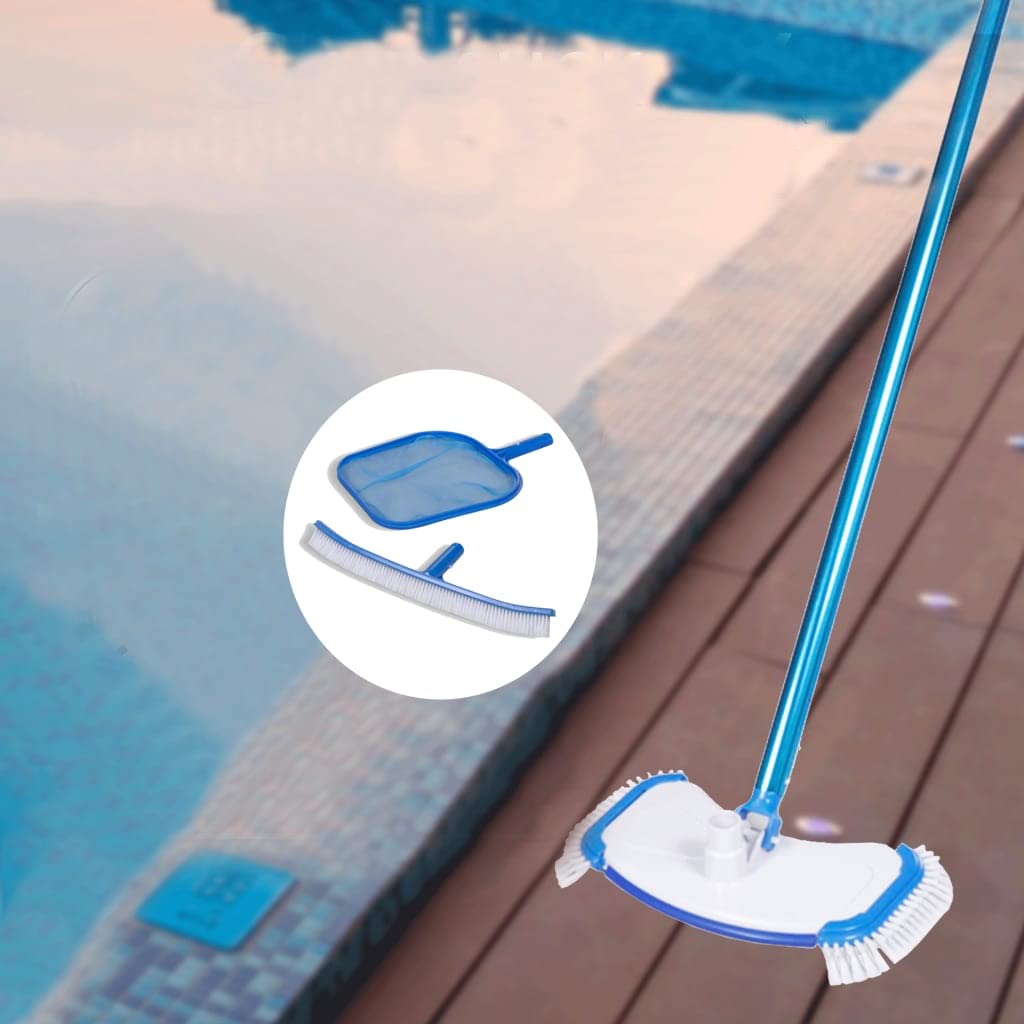 SKM Pool Clean XXL Set - Premium Swimming Pool Cleaning Kit for Large Pools | Heavy-Duty Pool Maintenance Tools with Telescopic Pole, Brush, Net & Vacuum Head | Perfect for In-Ground & Above-Ground Pools
