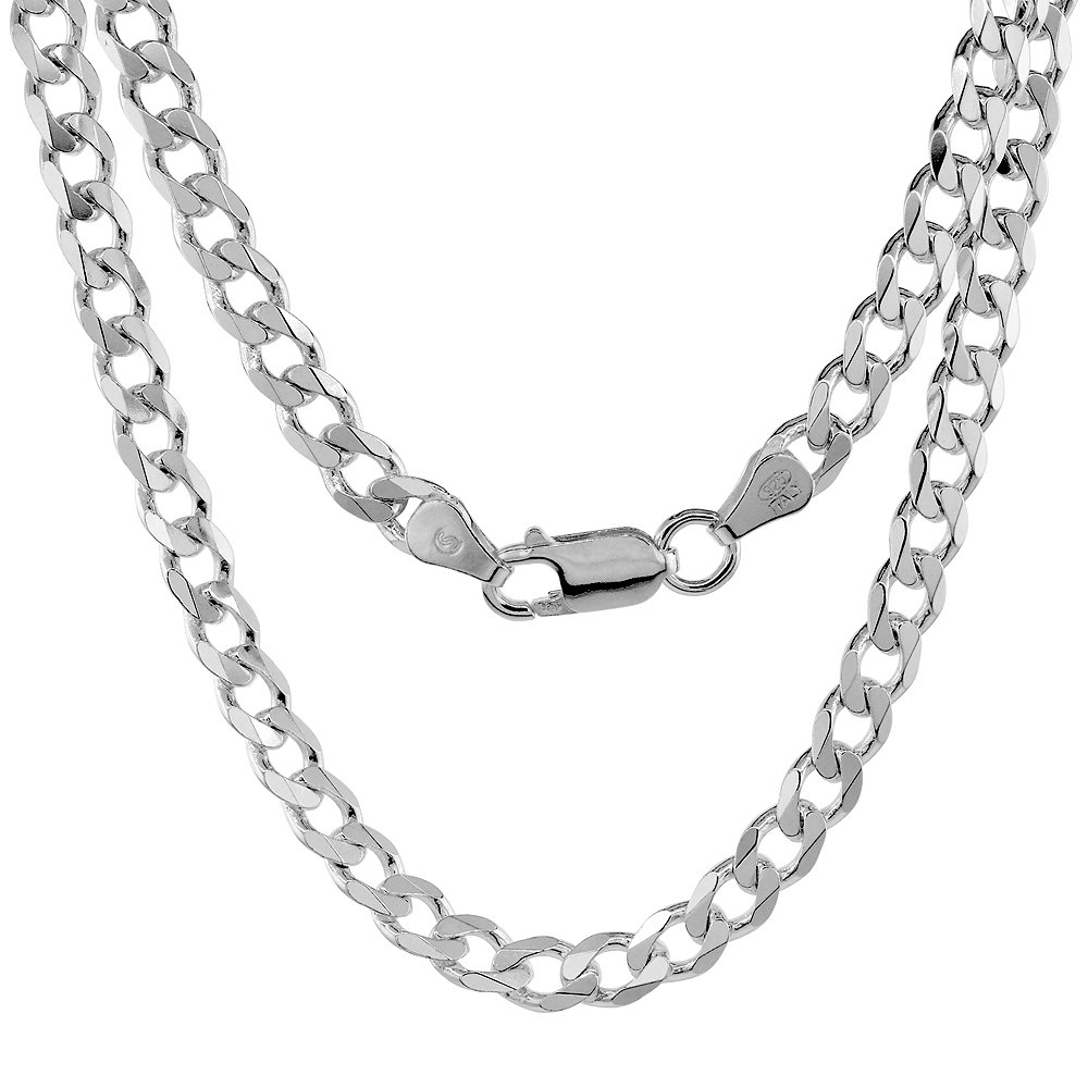 Sterling Silver 5.5mm Curb Cuban Link Chain Necklace & Bracelet Set for Men & Women - Nickel Free, Beveled Edges, Italy Crafted (7-30 Inch) - Perfect for Gifts, Weddings & Everyday Fashion Accessories