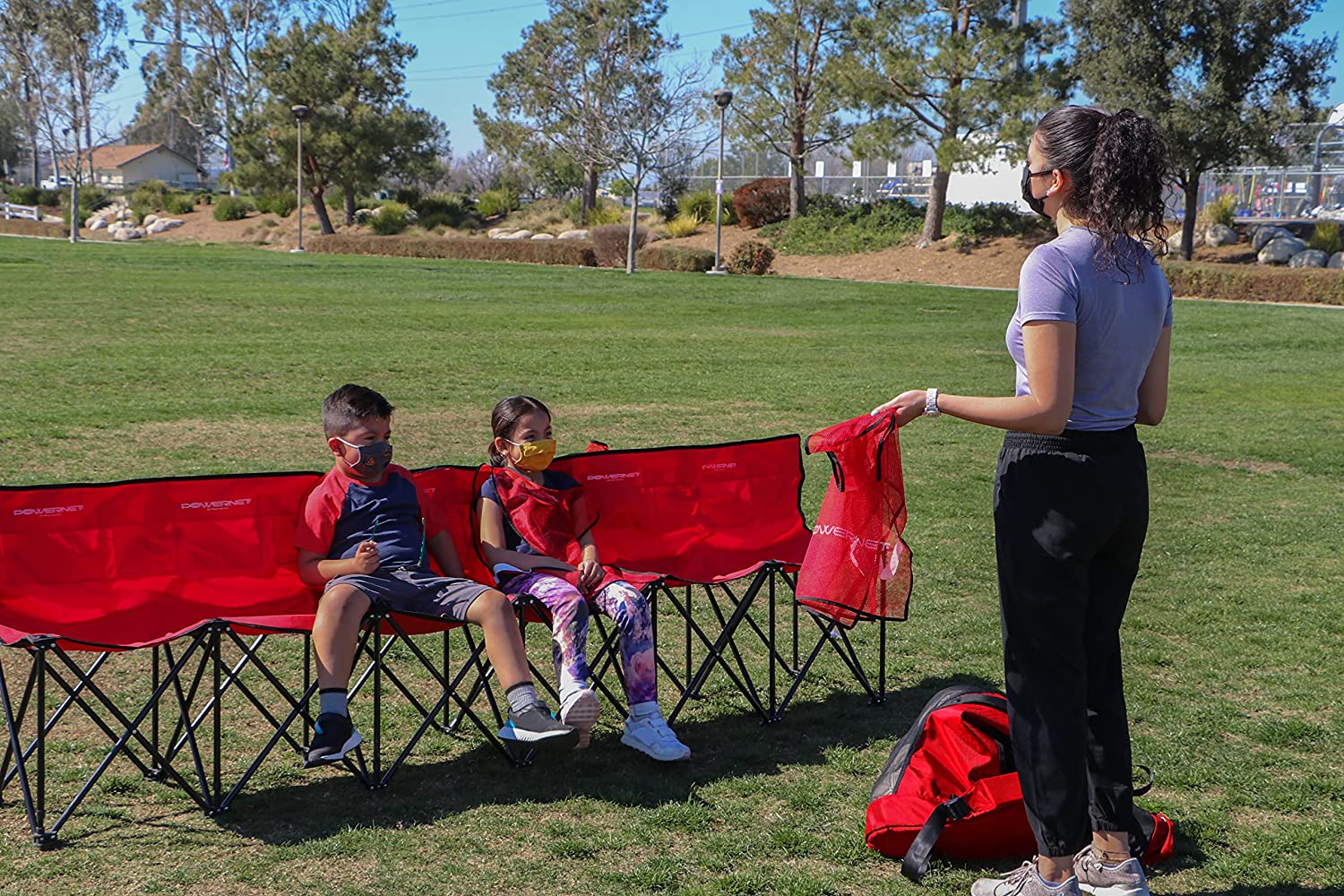 PowerNet 6-Seater Team Bench - Durable Outdoor/Indoor Gym Bench for Home & Commercial Use - Choose Red or Black - Perfect for Training, Team Sports & Fitness Centers